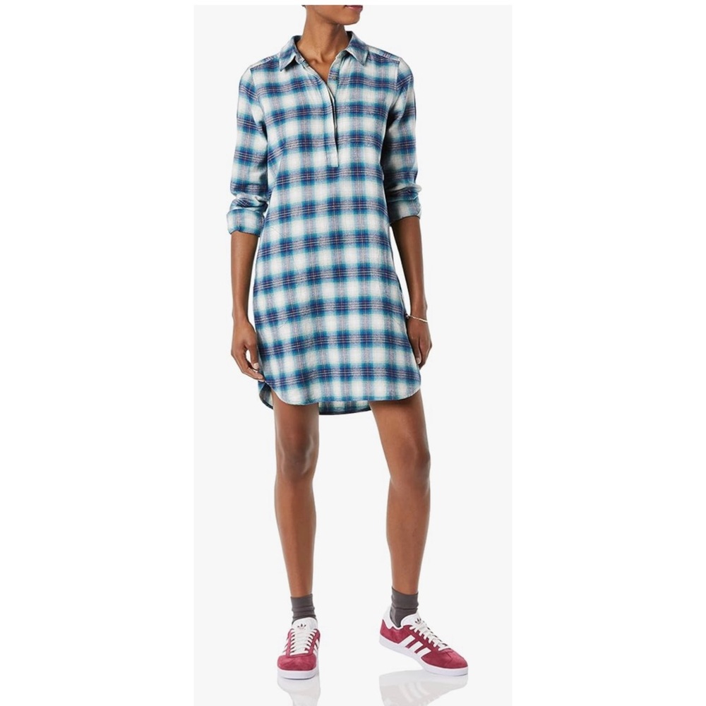 Goodthreads Brushed Flannel Long Sleeve Relaxed Fit Popover Shirt Dress